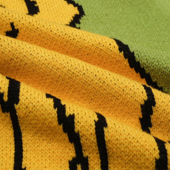 Men's blue puppy basketball jacquard vintage knitwear