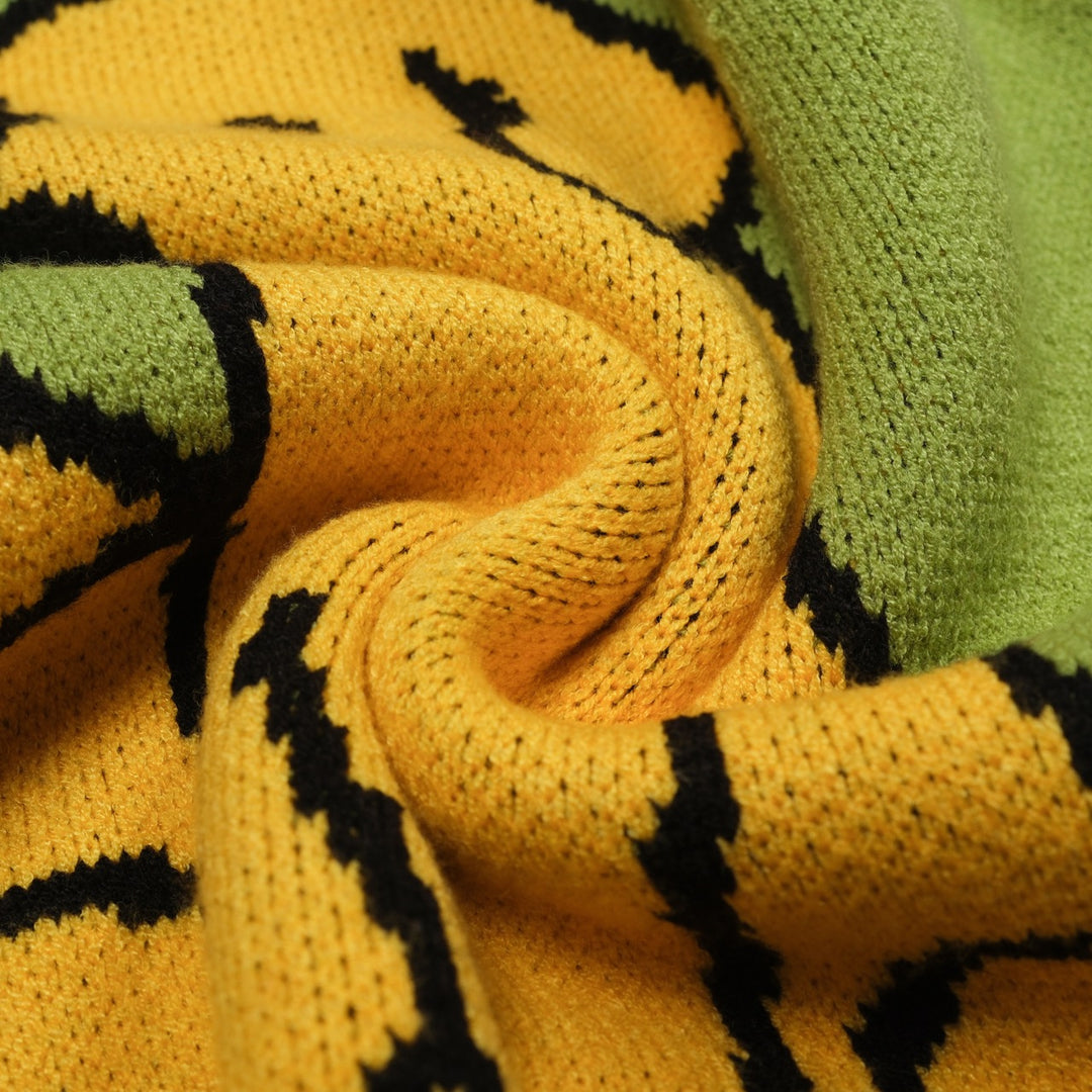 Men's blue puppy basketball jacquard vintage knitwear