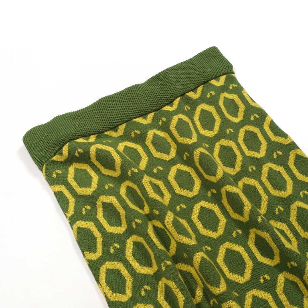 Women's Green Vintage Classic Knitted skirt suit