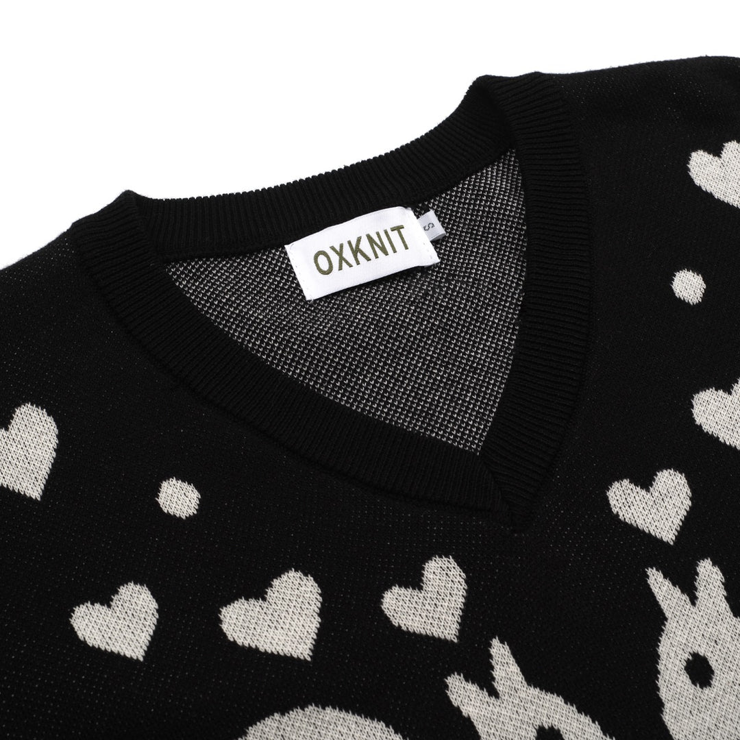 Women's black vintage classic squirrel jacquard knitwear