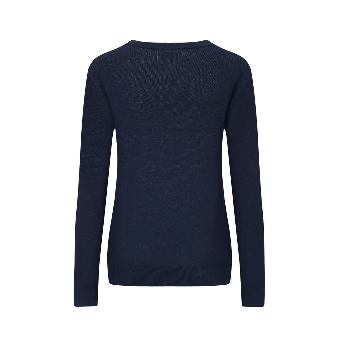 Mørkeblå blomster klassisk retro kunst jacquard strikkevarer for kvinner