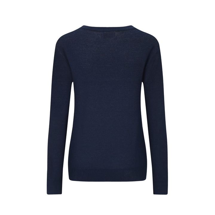 Mørkeblå blomster klassisk retro kunst jacquard strikkevarer for kvinner