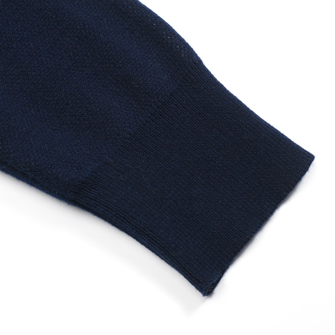 Mørkeblå blomster klassisk retro kunst jacquard strikkevarer for kvinner