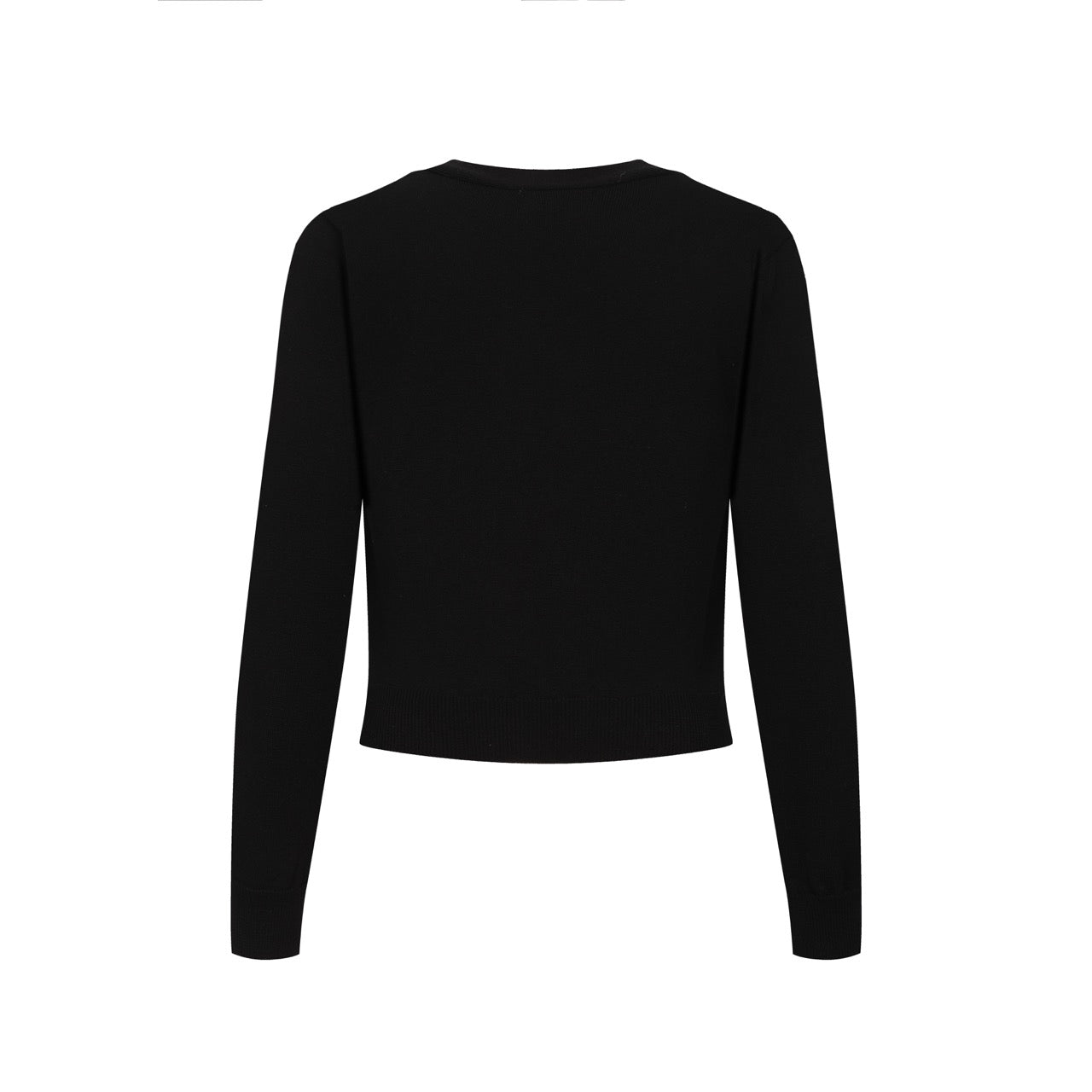 Women's black cheetah embroidered knitted cardigan - cropped