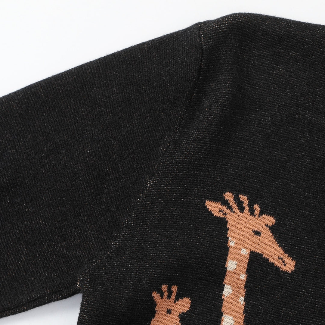Women's black vintage giraffe jacquard knitwear