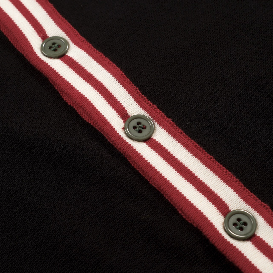 Zwart jacquard gebreid vest voor heren met artistiek retro-design en bijenmotief