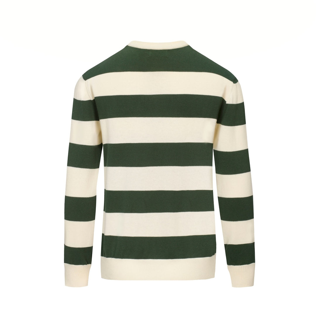 Men's green striped classic embroidery vintage knitwear