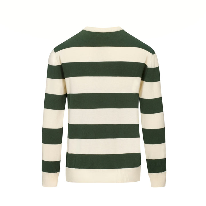 Men's green striped classic embroidery vintage knitwear