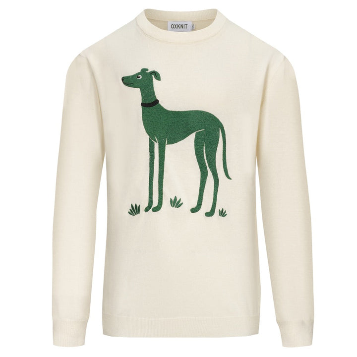 Men's apricot white dog classic vintage embroidery knitwear