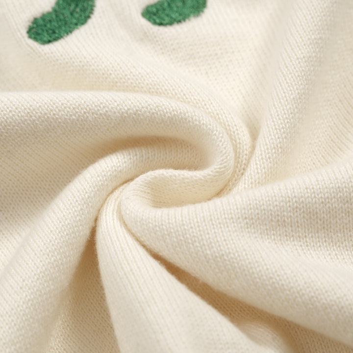 Men's apricot white dog classic vintage embroidery knitwear