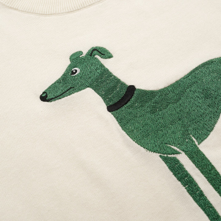 Men's apricot white dog classic vintage embroidery knitwear