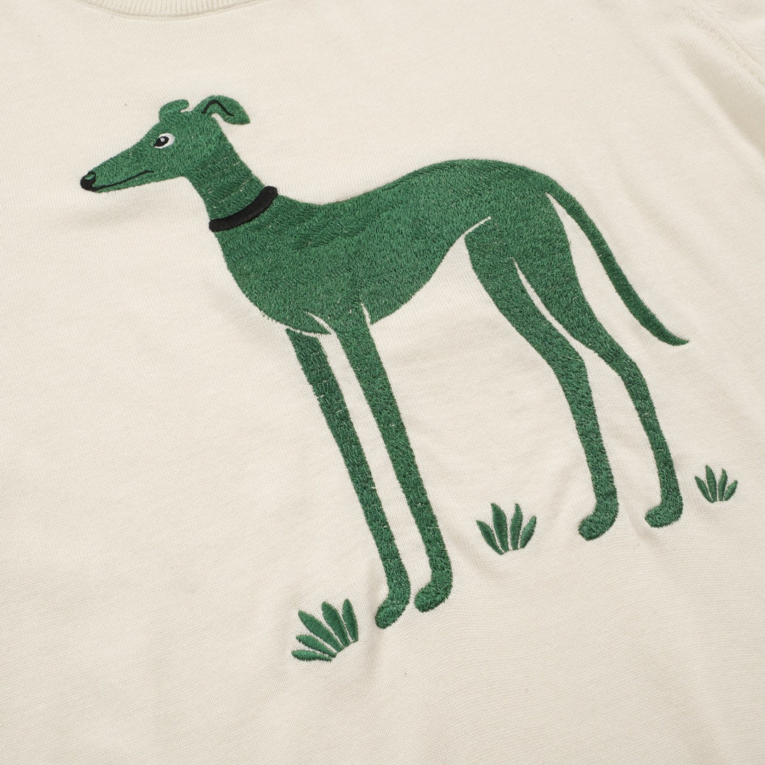 Men's apricot white dog classic vintage embroidery knitwear