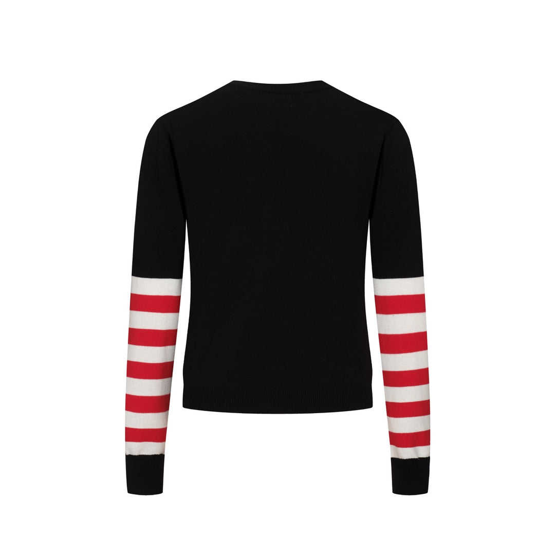 Completo gonna a righe love retro nero da donna