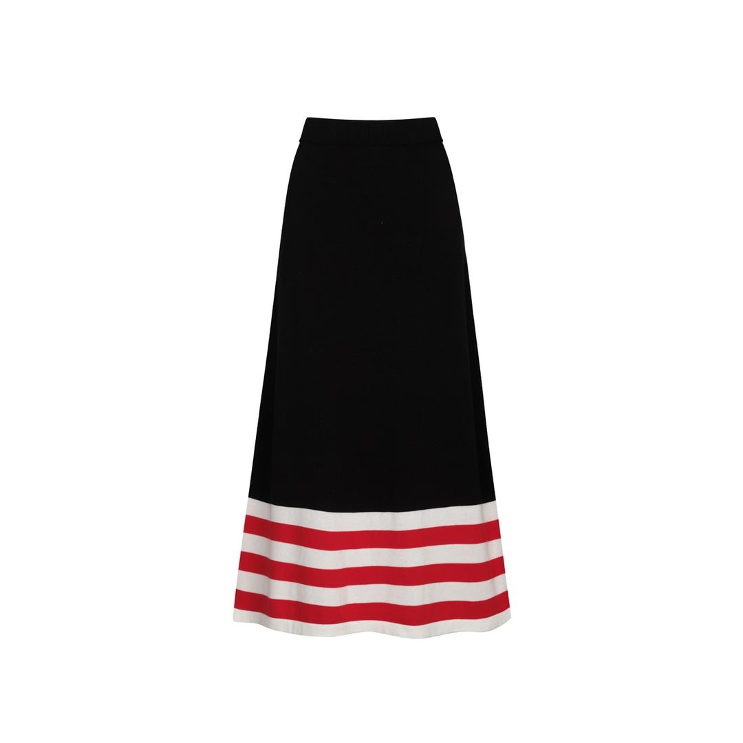 Completo gonna a righe love retro nero da donna