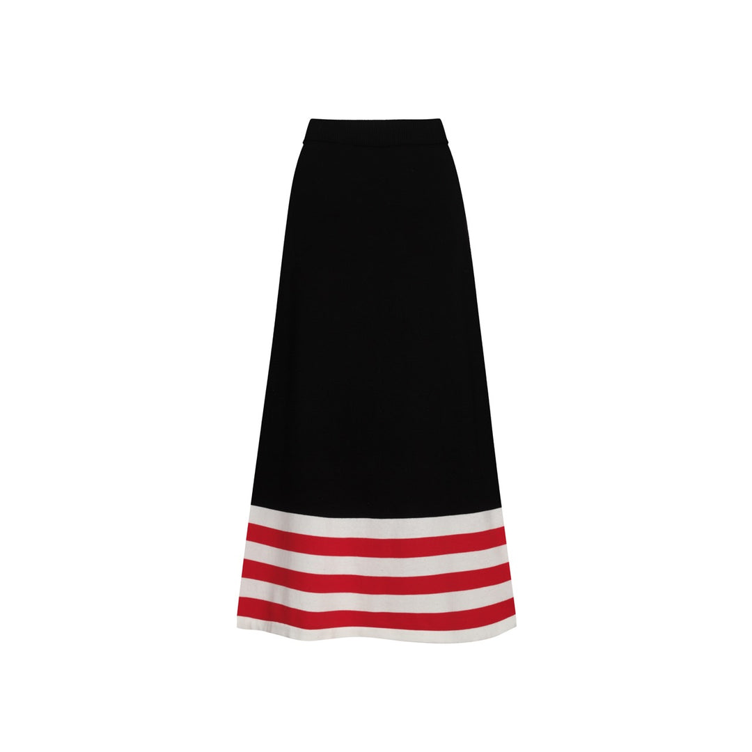 Completo gonna a righe love retro nero da donna