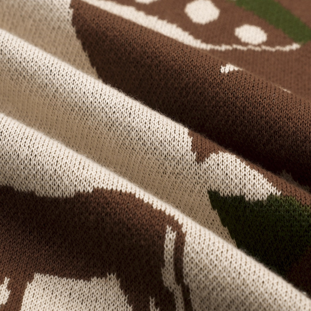 Kvinder Brown Lighthouse Stars Retro Design Jacquard Strik