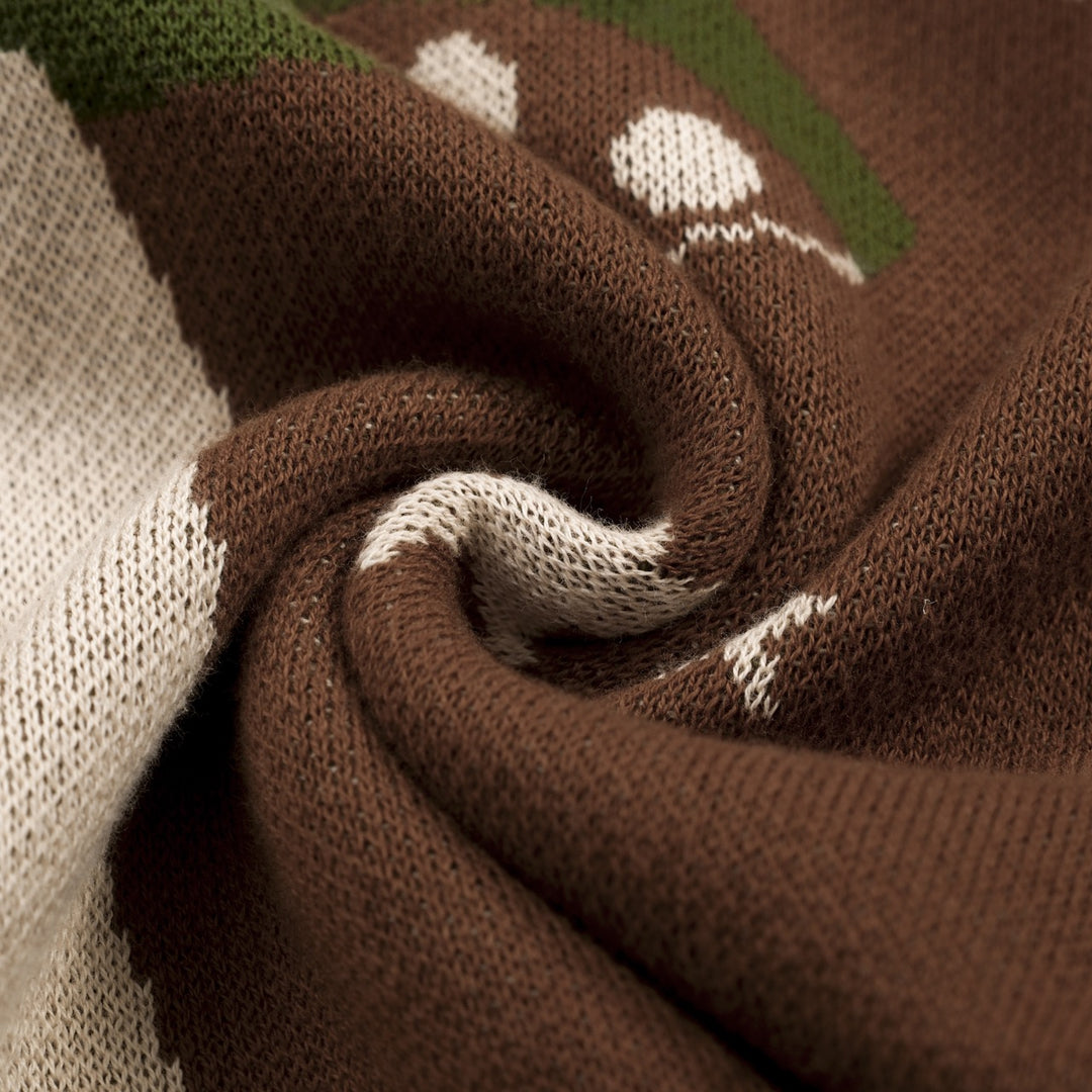 Kvinder Brown Lighthouse Stars Retro Design Jacquard Strik