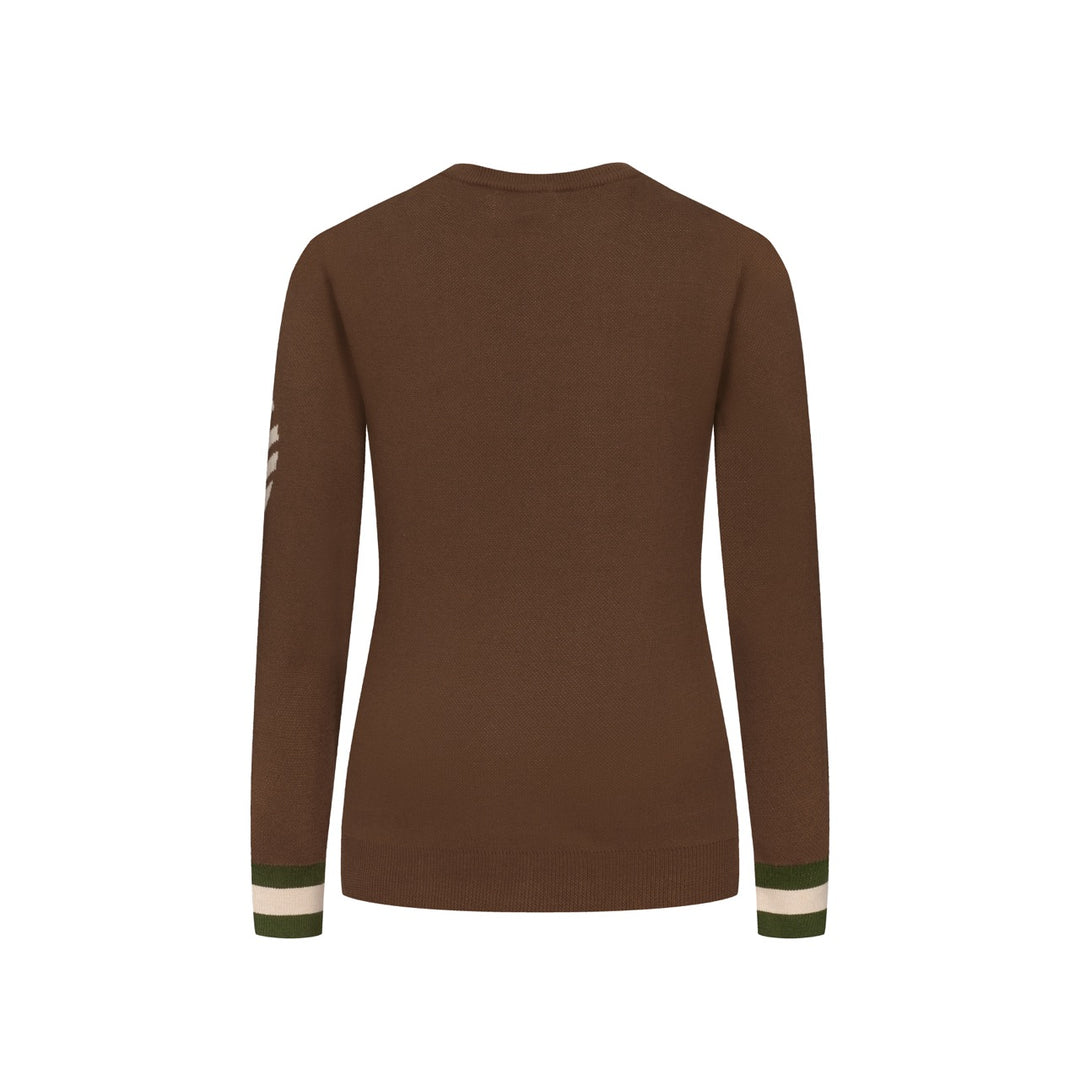 Kvinder Brown Lighthouse Stars Retro Design Jacquard Strik