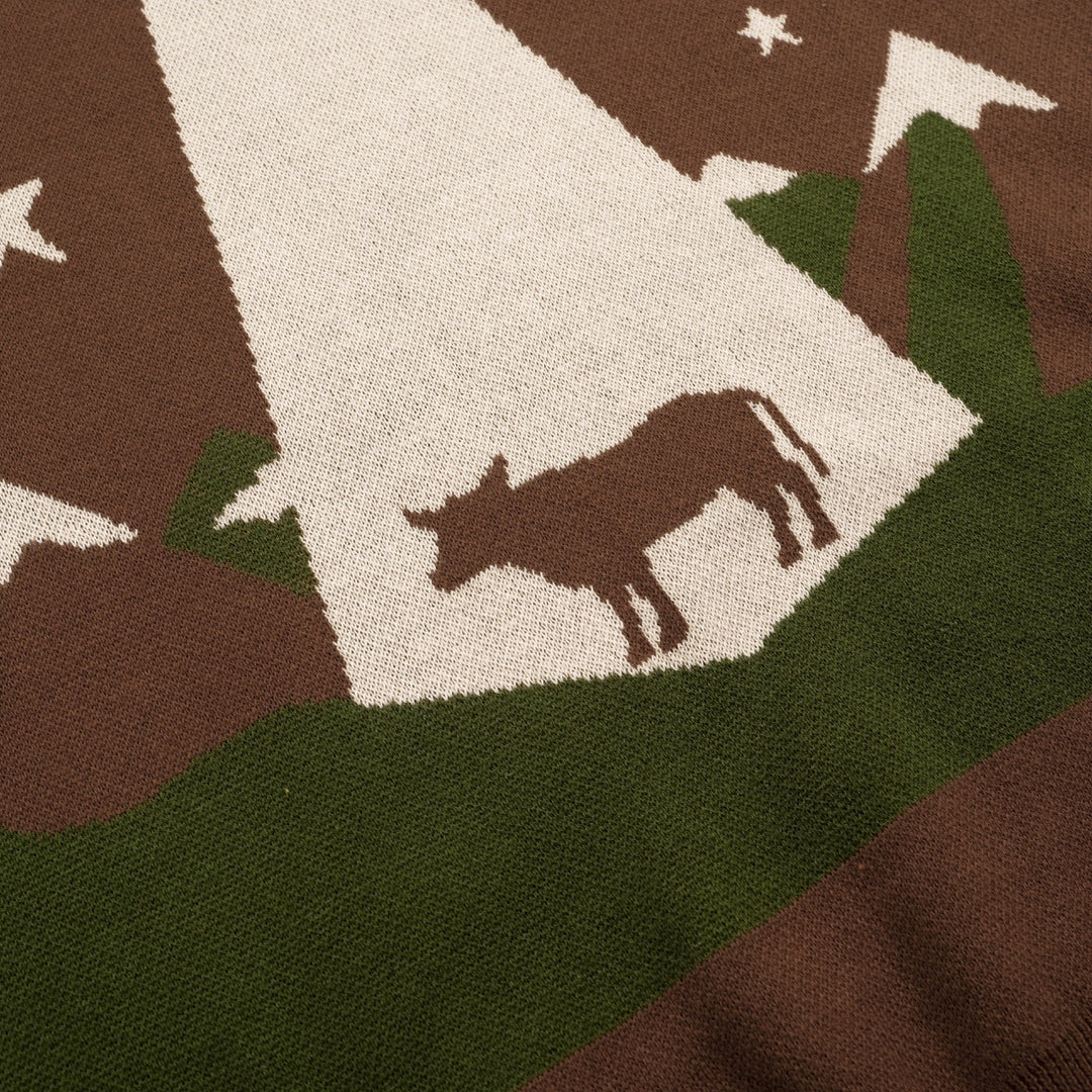 Kvinder Brown Lighthouse Stars Retro Design Jacquard Strik