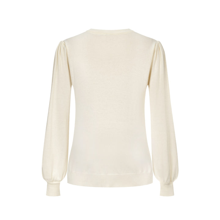 Women's white vintage bat puffed sleeve knitwear