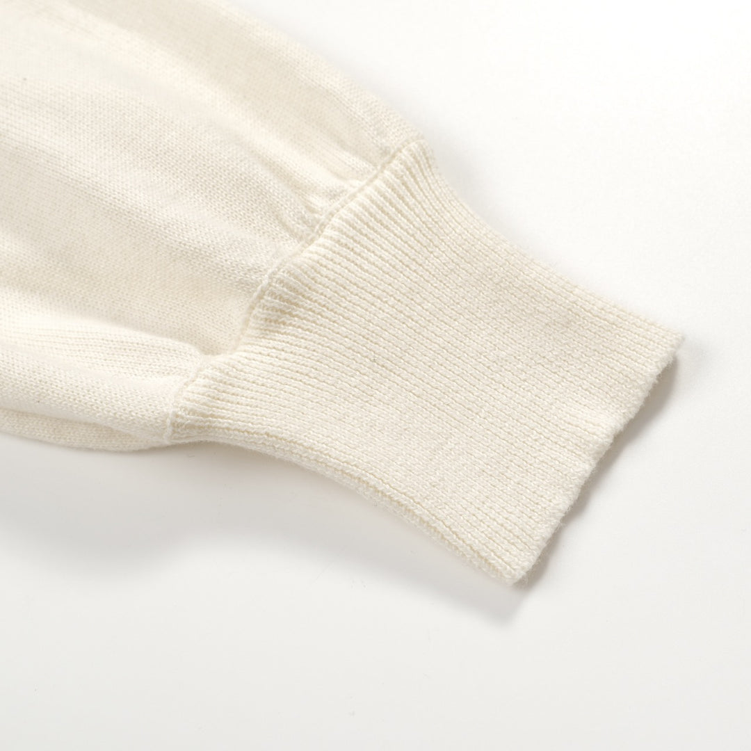 Women's white vintage bat puffed sleeve knitwear