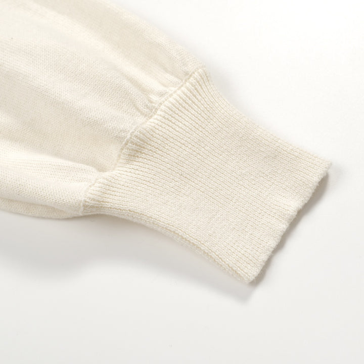 Women's white vintage bat puffed sleeve knitwear