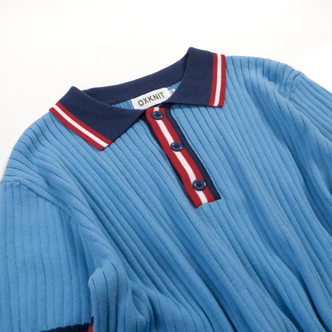 Men's blue pit bar vintage 60's knitted polo – OXKnit