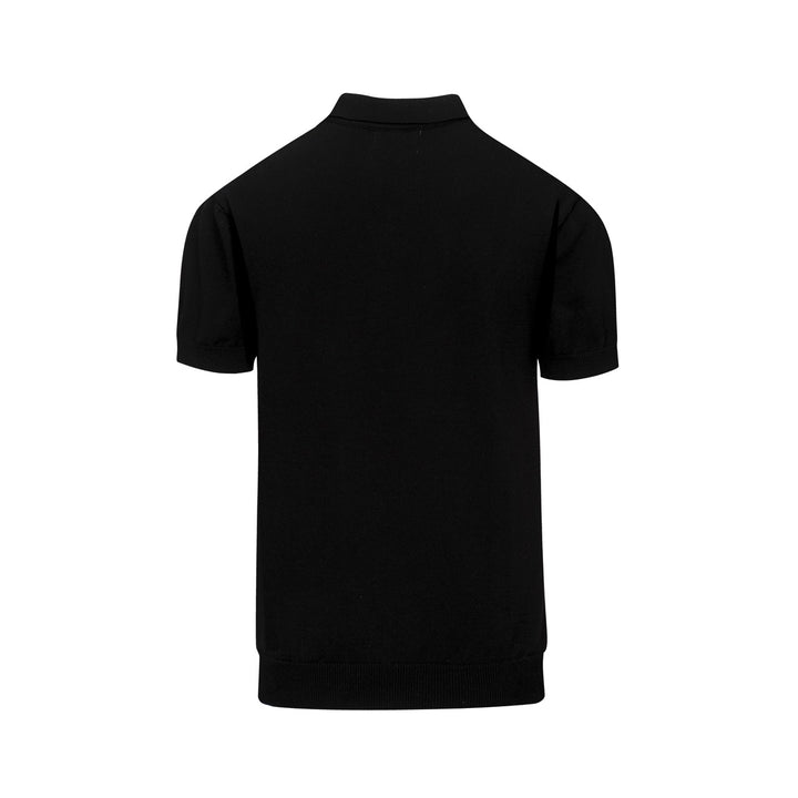 Men's black patchwork jacquard V-neck knitted polo