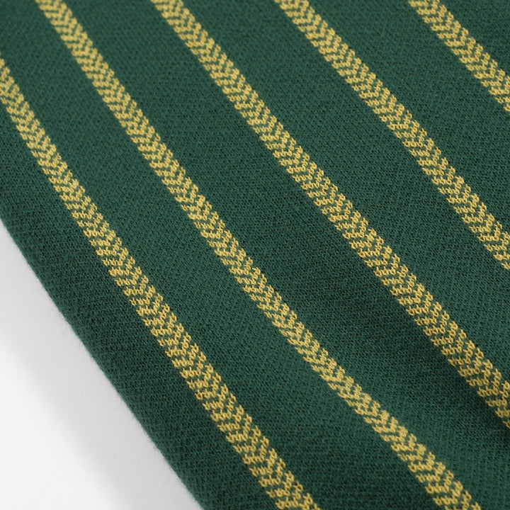 Herren grünes Retro-Gestell mit Streifen Strick V-Ausschnitt Polo