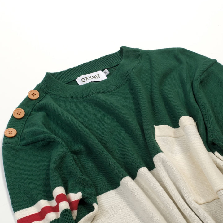 Men's green patch pocket vintage knit T-shirt