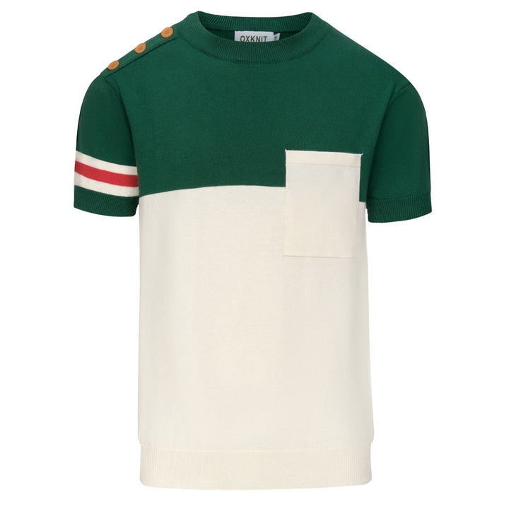 Men's green patch pocket vintage knit T-shirt