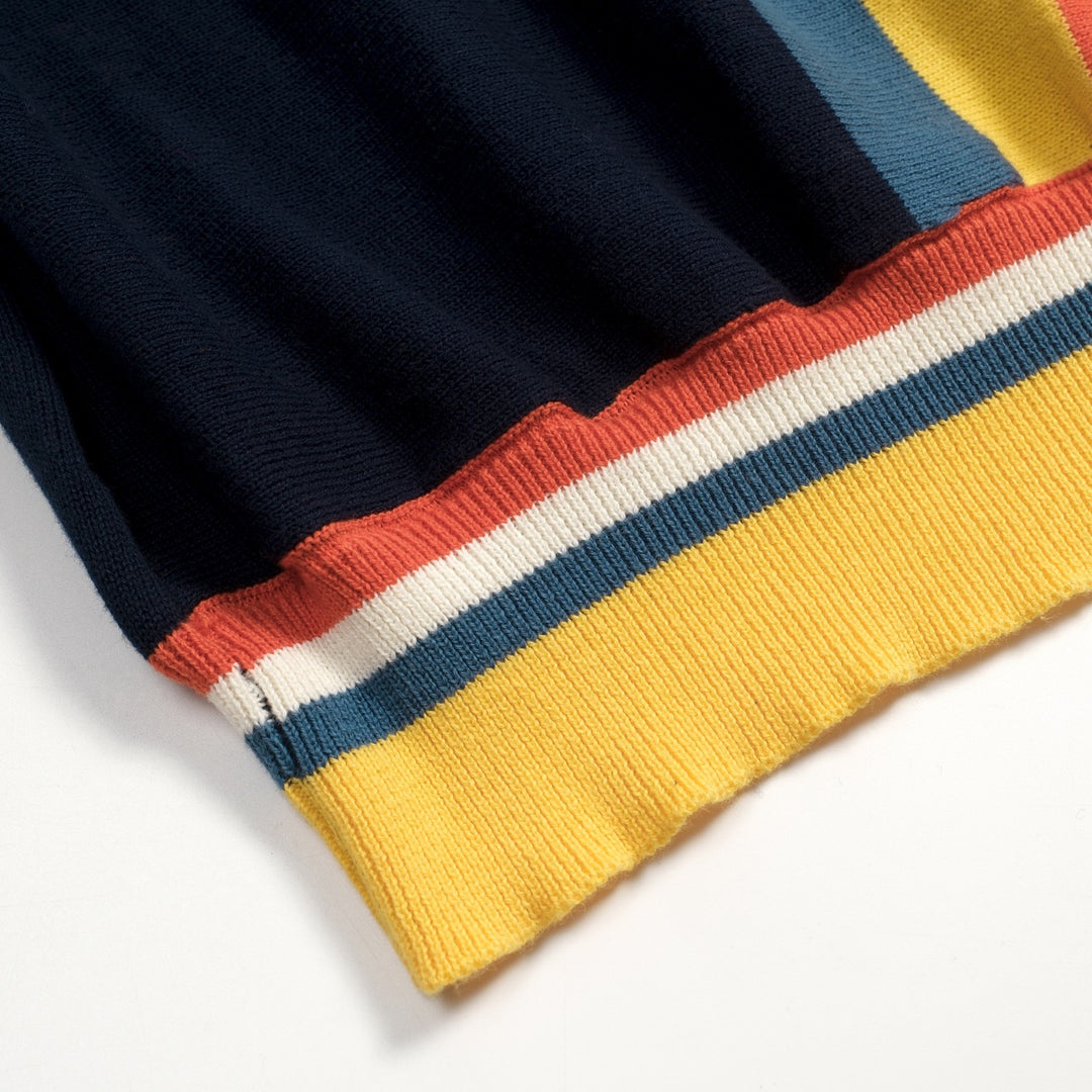 Men's dark blue striped vintage preppy knit T-shirt