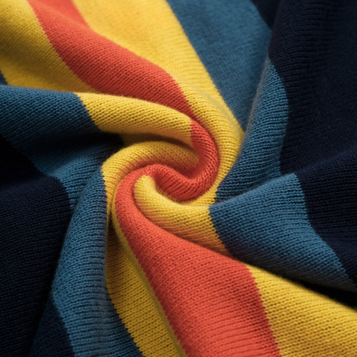 Men's dark blue striped vintage preppy knit T-shirt