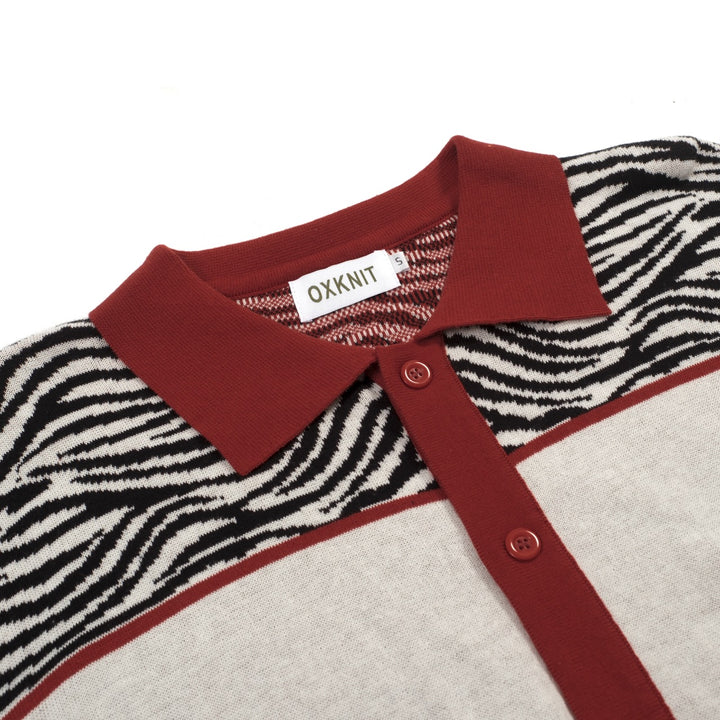 Ανδρική πλεκτή ζακέτα με κόκκινη ζέβρα