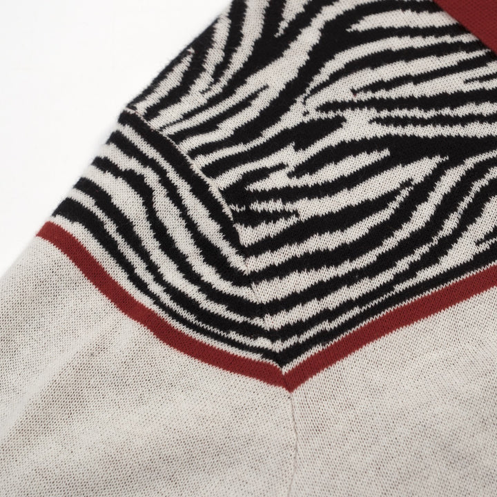 Ανδρική πλεκτή ζακέτα με κόκκινη ζέβρα