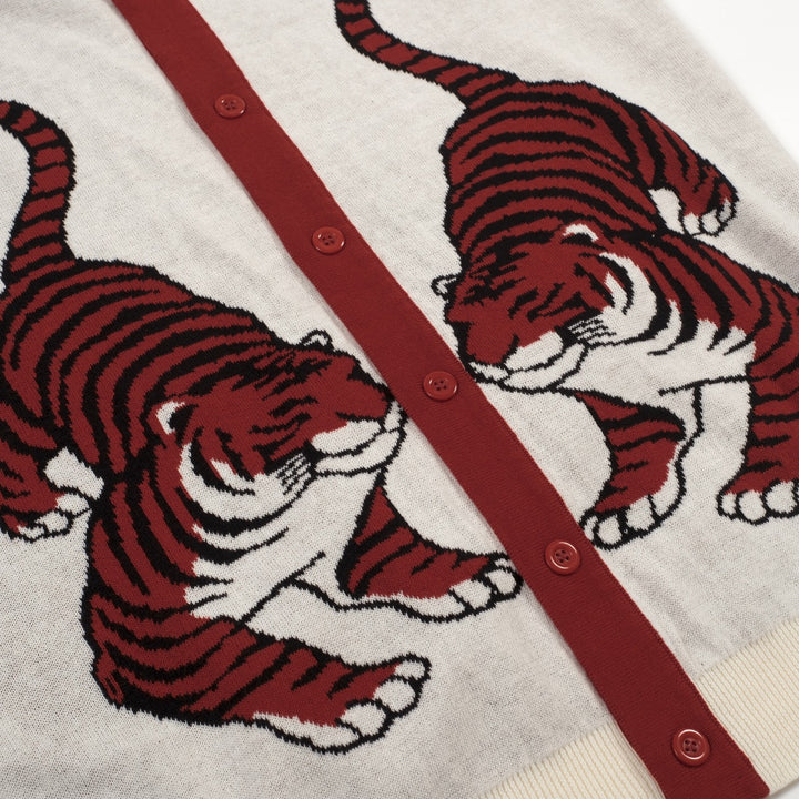 Ανδρική πλεκτή ζακέτα με κόκκινη ζέβρα