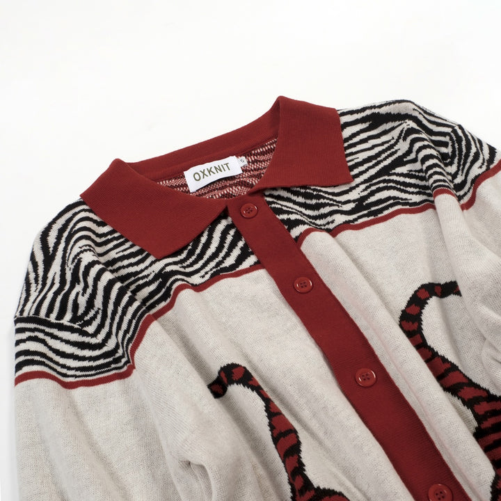 Ανδρική πλεκτή ζακέτα με κόκκινη ζέβρα