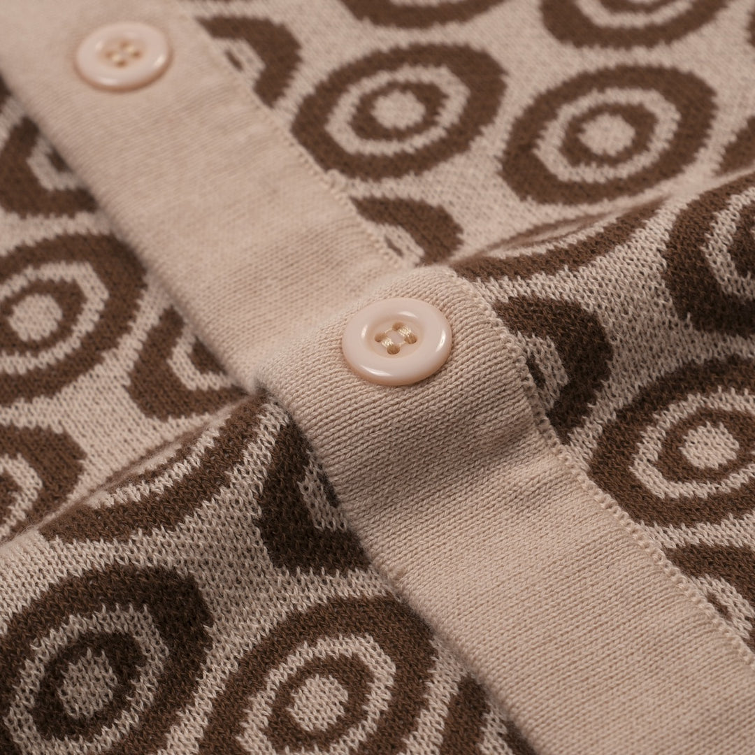 Men's khaki vintage 60's jacquard cardigan