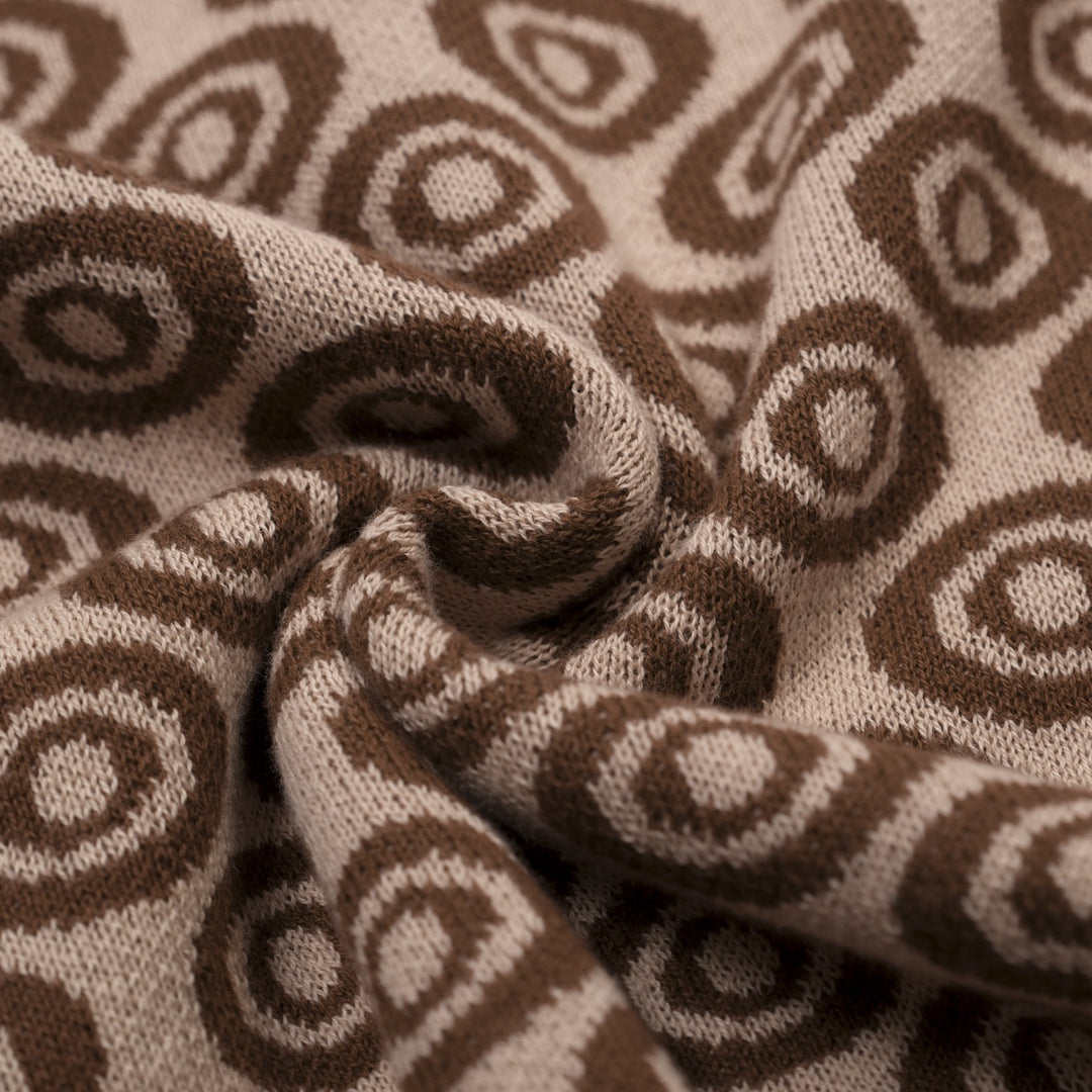Men's khaki vintage 60's jacquard cardigan