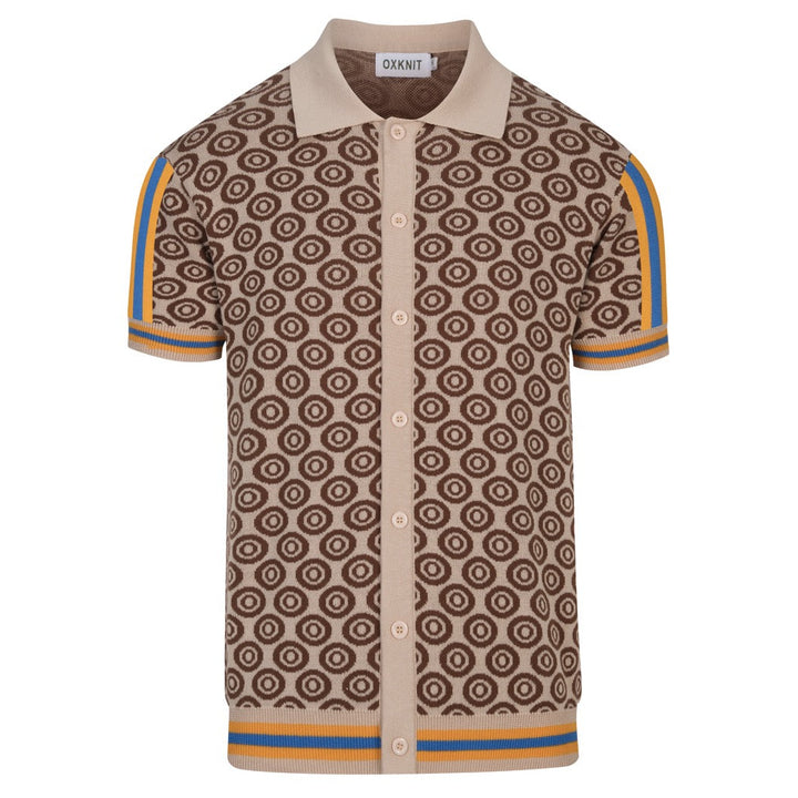 Men's khaki vintage 60's jacquard cardigan