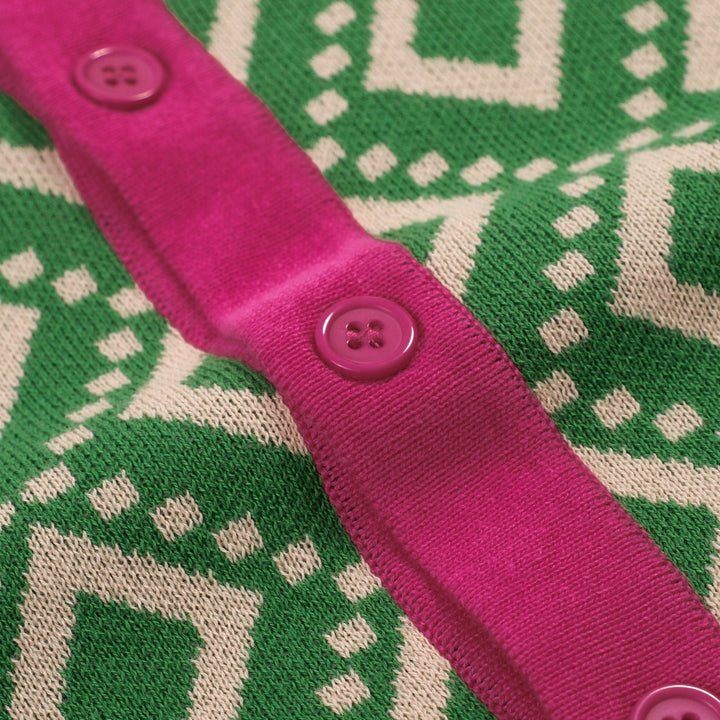 Men's green vintage 60's jacquard cardigan