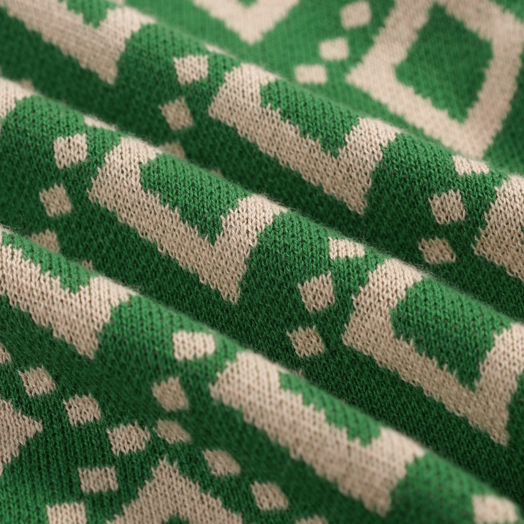 Men's green vintage 60's jacquard cardigan