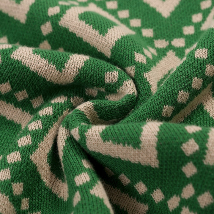 Men's green vintage 60's jacquard cardigan