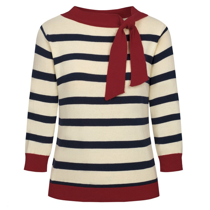 Damen rote Crop-Ärmel Strick-T-Shirt - Crop-Länge