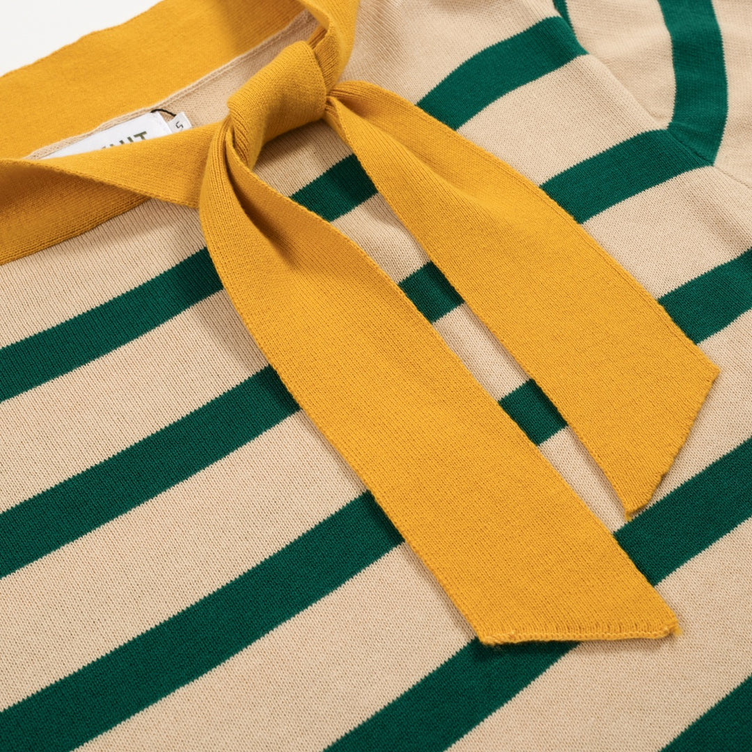 T-shirt preppy in maglia a maniche corte cropped per donna - Lunghezza cropped