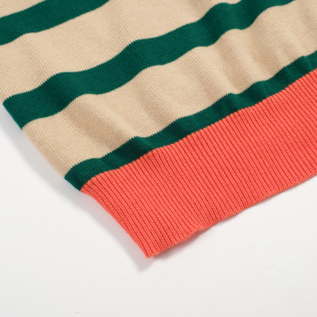 T-shirt preppy in maglia a maniche corte cropped per donna - Lunghezza cropped