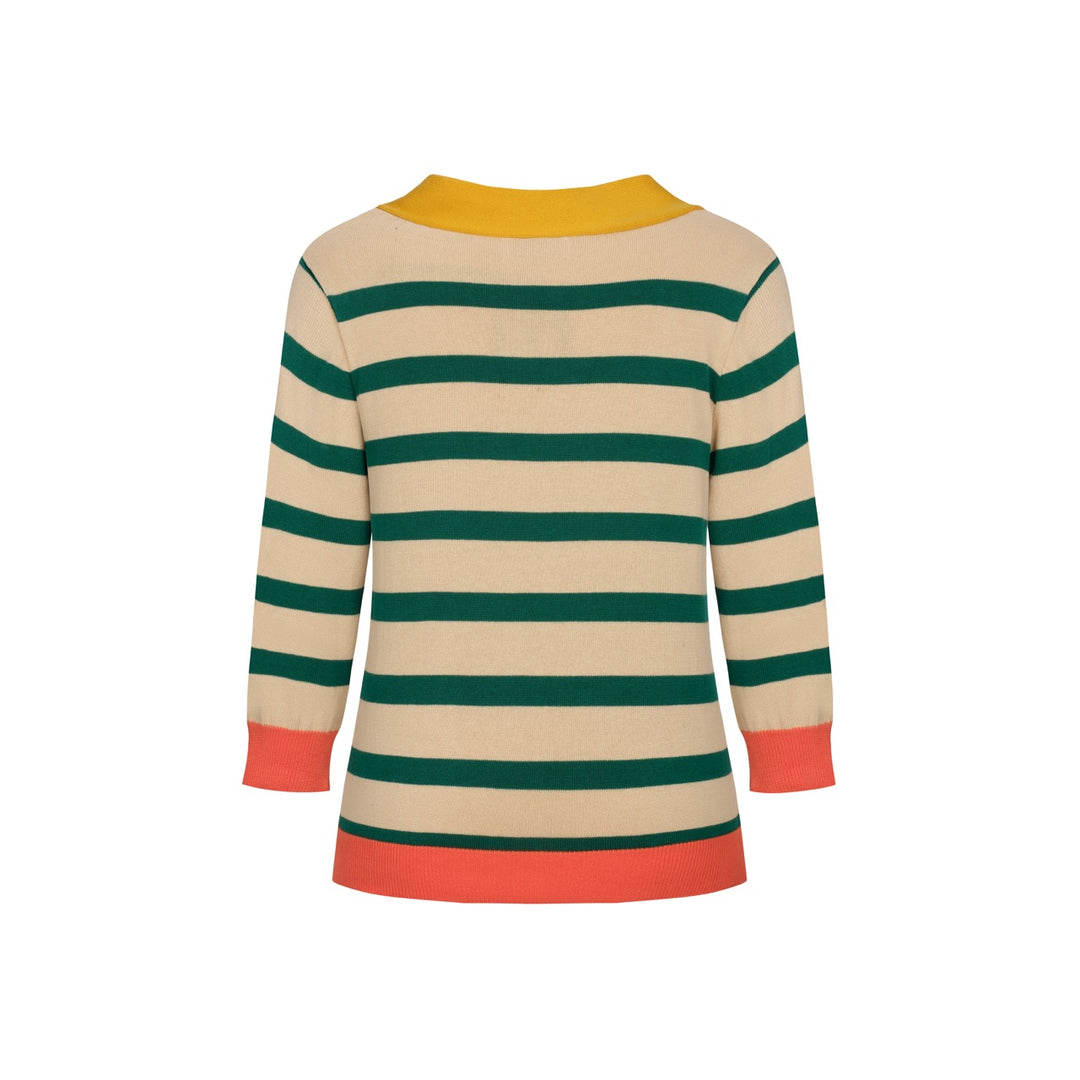 T-shirt preppy in maglia a maniche corte cropped per donna - Lunghezza cropped