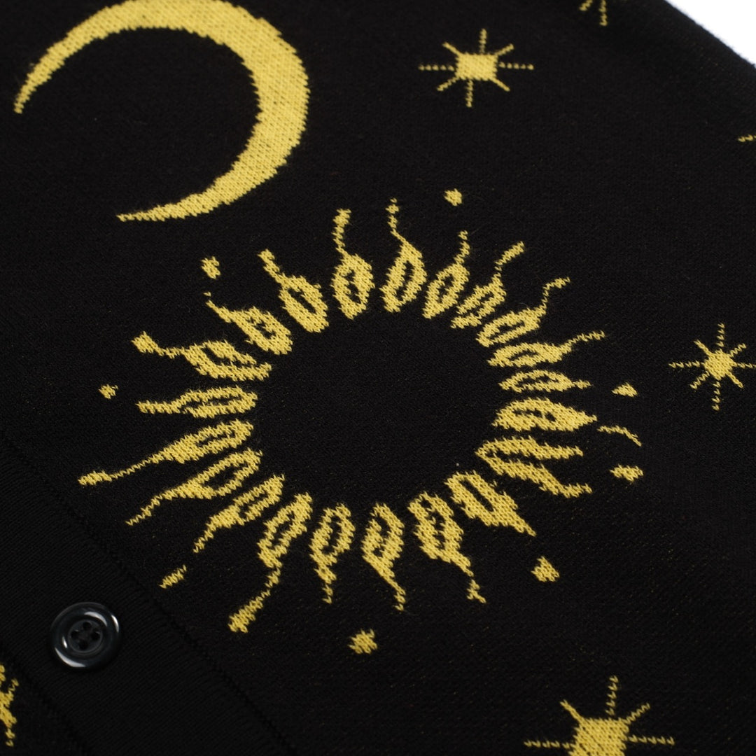 Svart jacquard jacquard cardigan for kvinner - Cropped Length