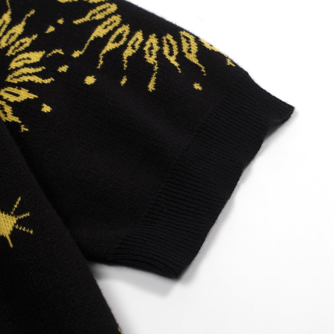 Svart jacquard jacquard cardigan for kvinner - Cropped Length