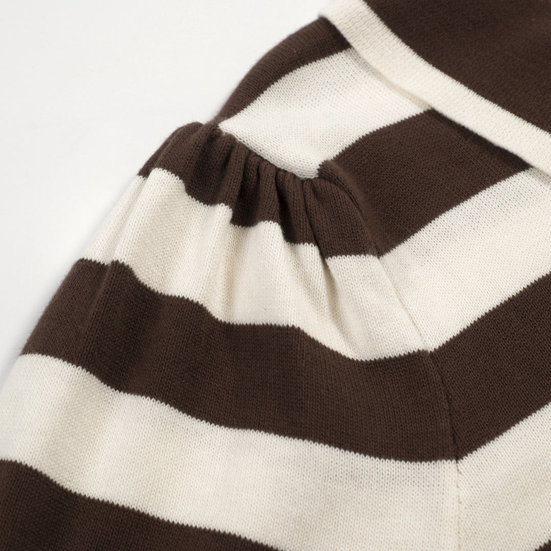 Women's brown striped fashion vintage knit polo